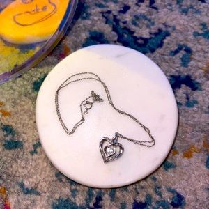 Sterling Silver Heart Shape Gemstone Necklace 18”